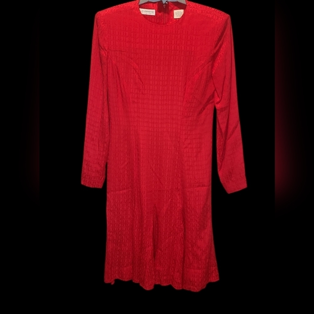 Liz Claiborne Vintage 100% Silk Patterned Long Sleeve Dress Size 4